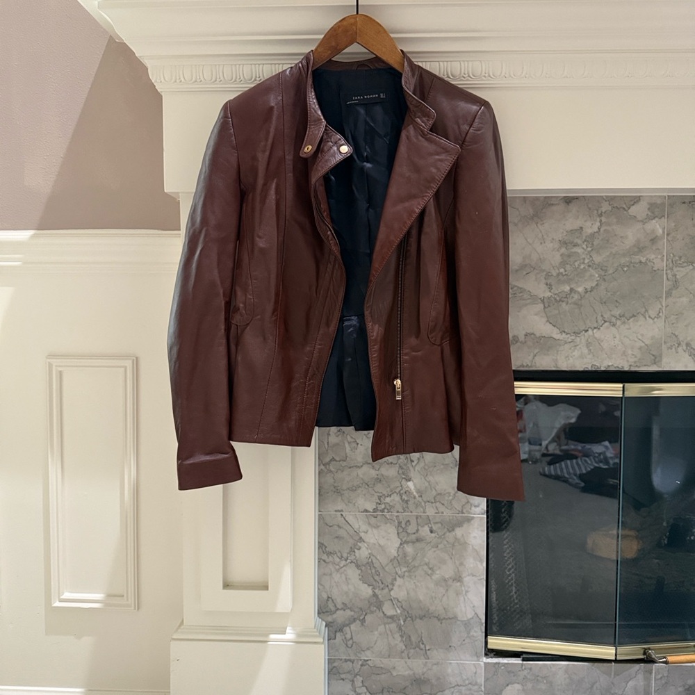 Zara Dark Brown GENUINE Leather Jacket
